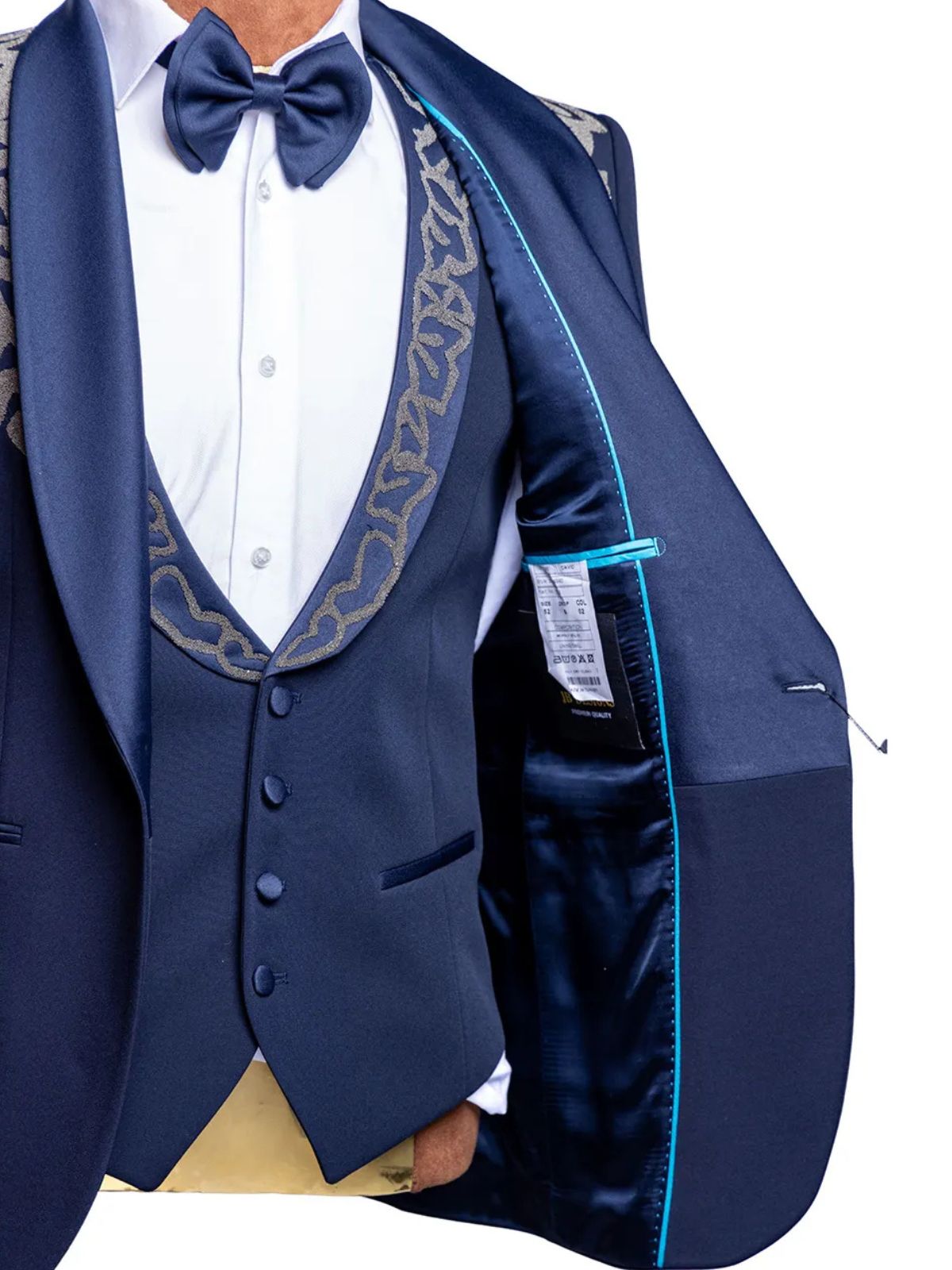 JB Designs Men’s 3pcs Slim Fit Suit with Embroidery