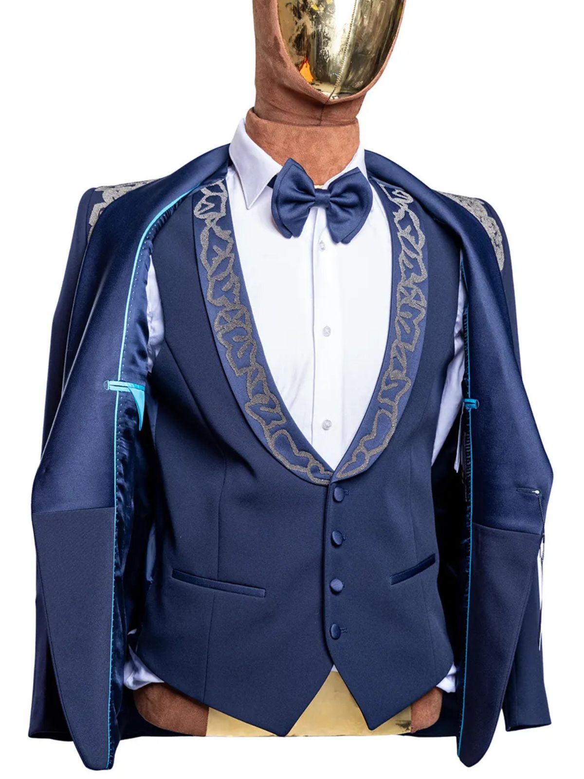 JB Designs Men’s 3pcs Slim Fit Suit with Embroidery