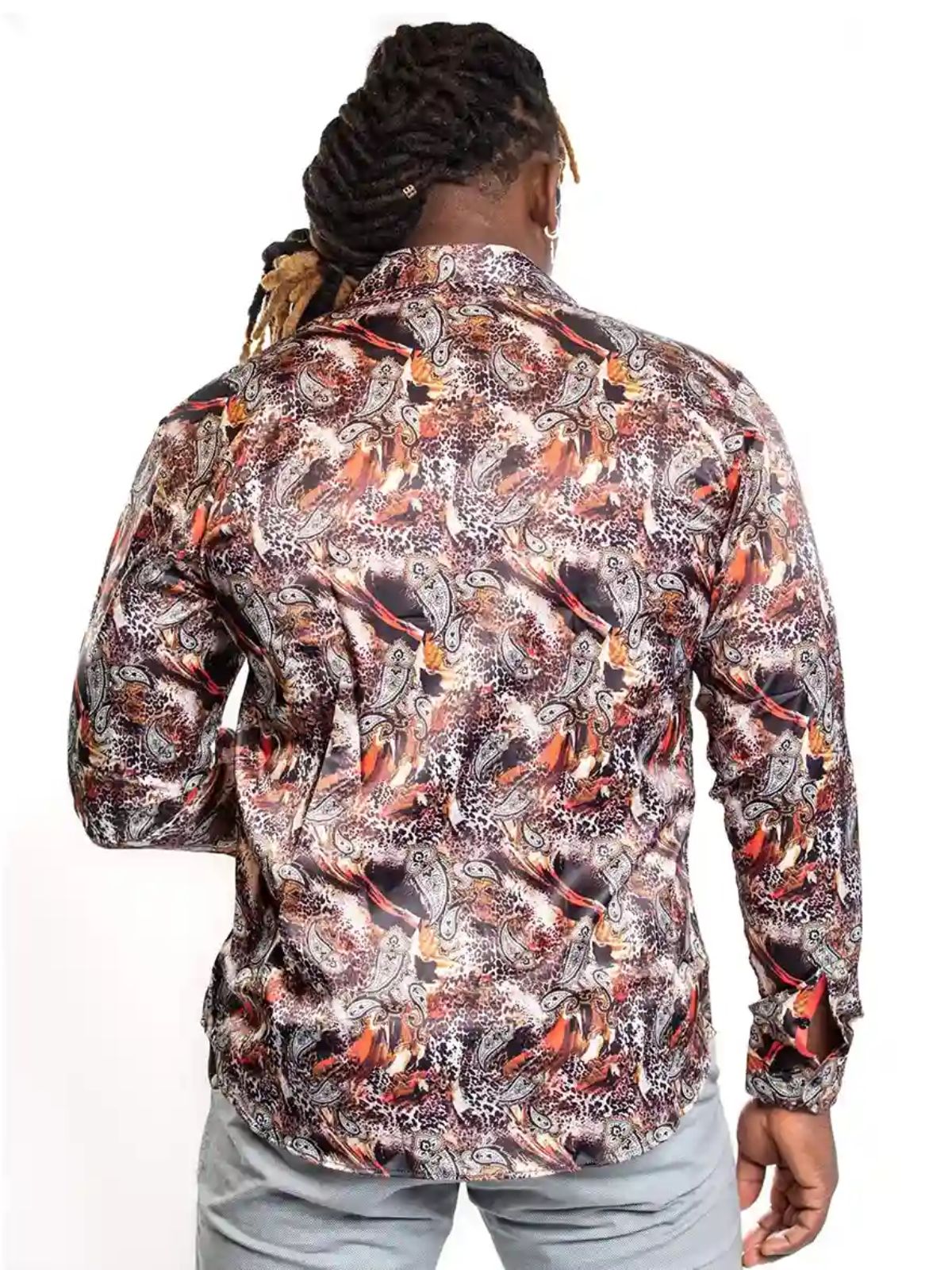 JB Designs Mixed Cheetah Kaleidoscope Silk Shirt
