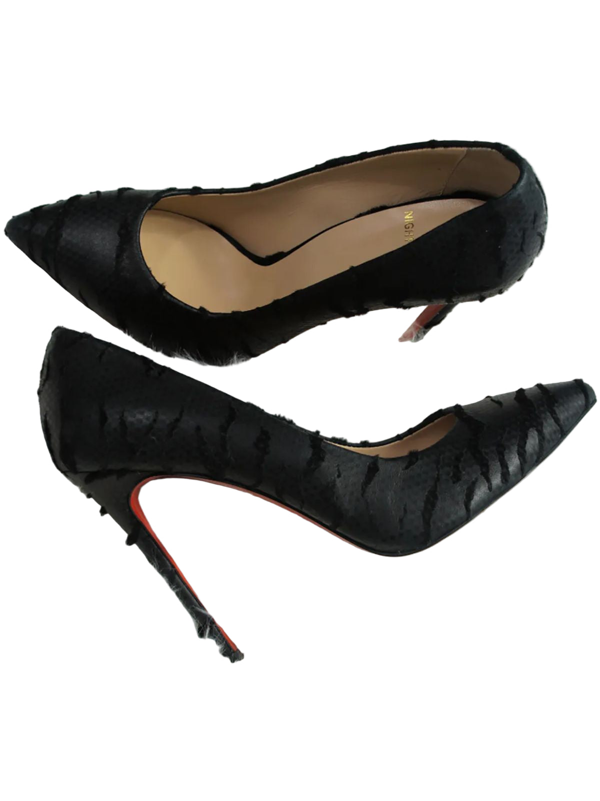 JB Designs Ruffled Leather 4inch High Heels Shoe