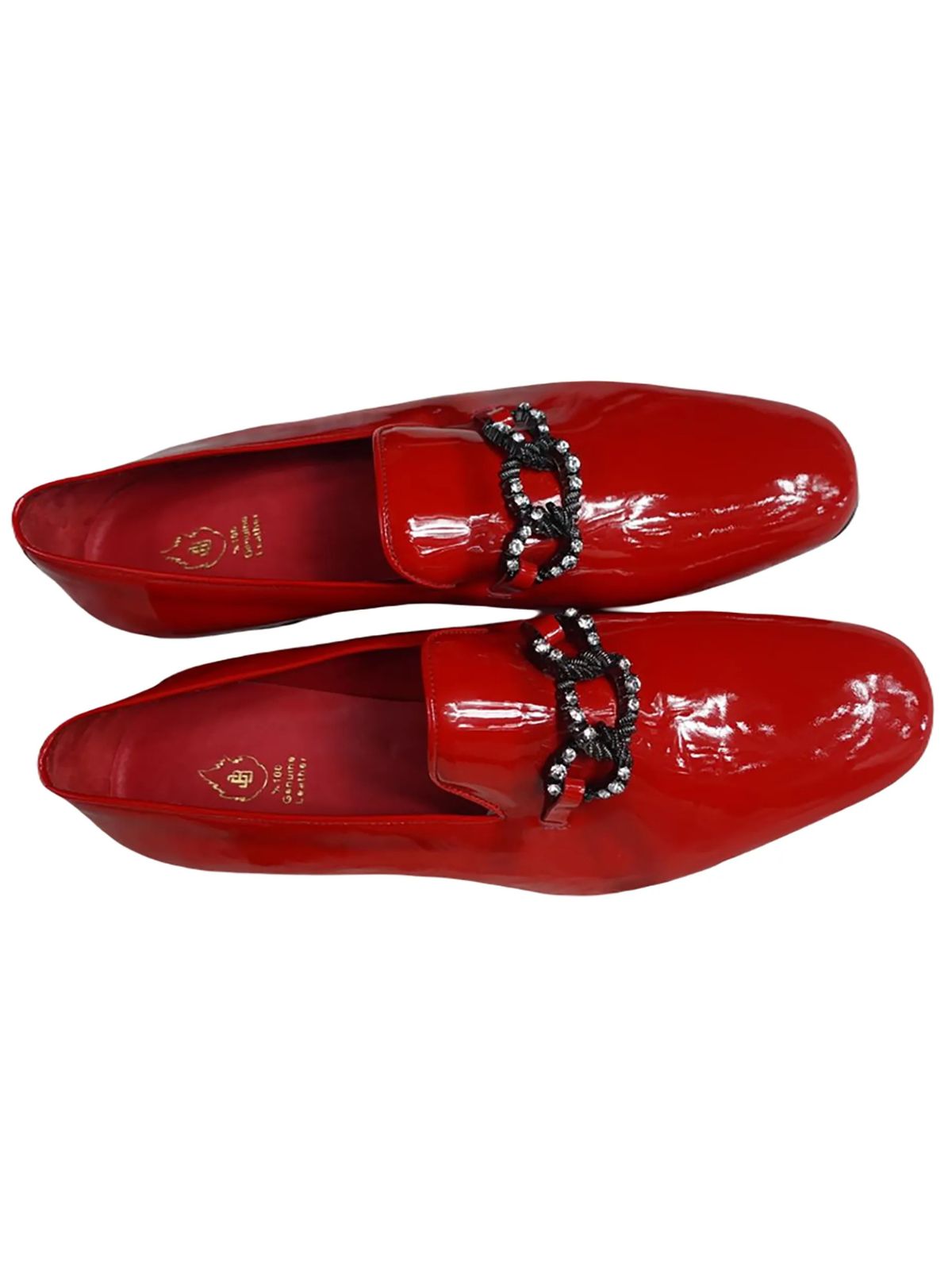 JB Designs Shiny Leather Shoes with Silver Chain and Crystals