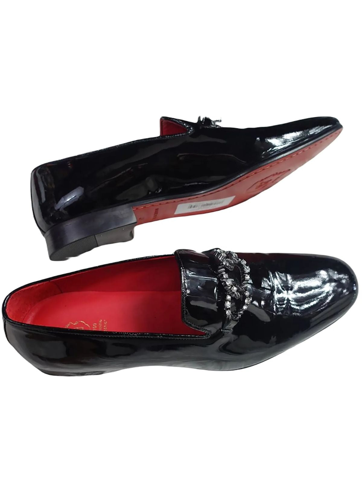 JB Designs Shiny Leather Shoes with Silver Chain and Crystals