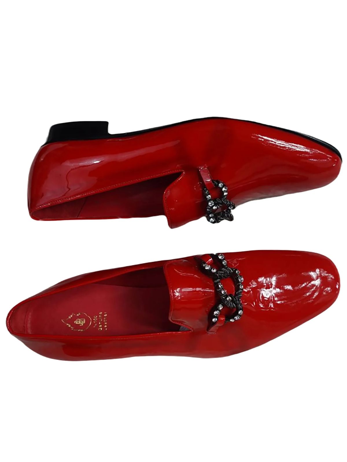 JB Designs Shiny Leather Shoes with Silver Chain and Crystals