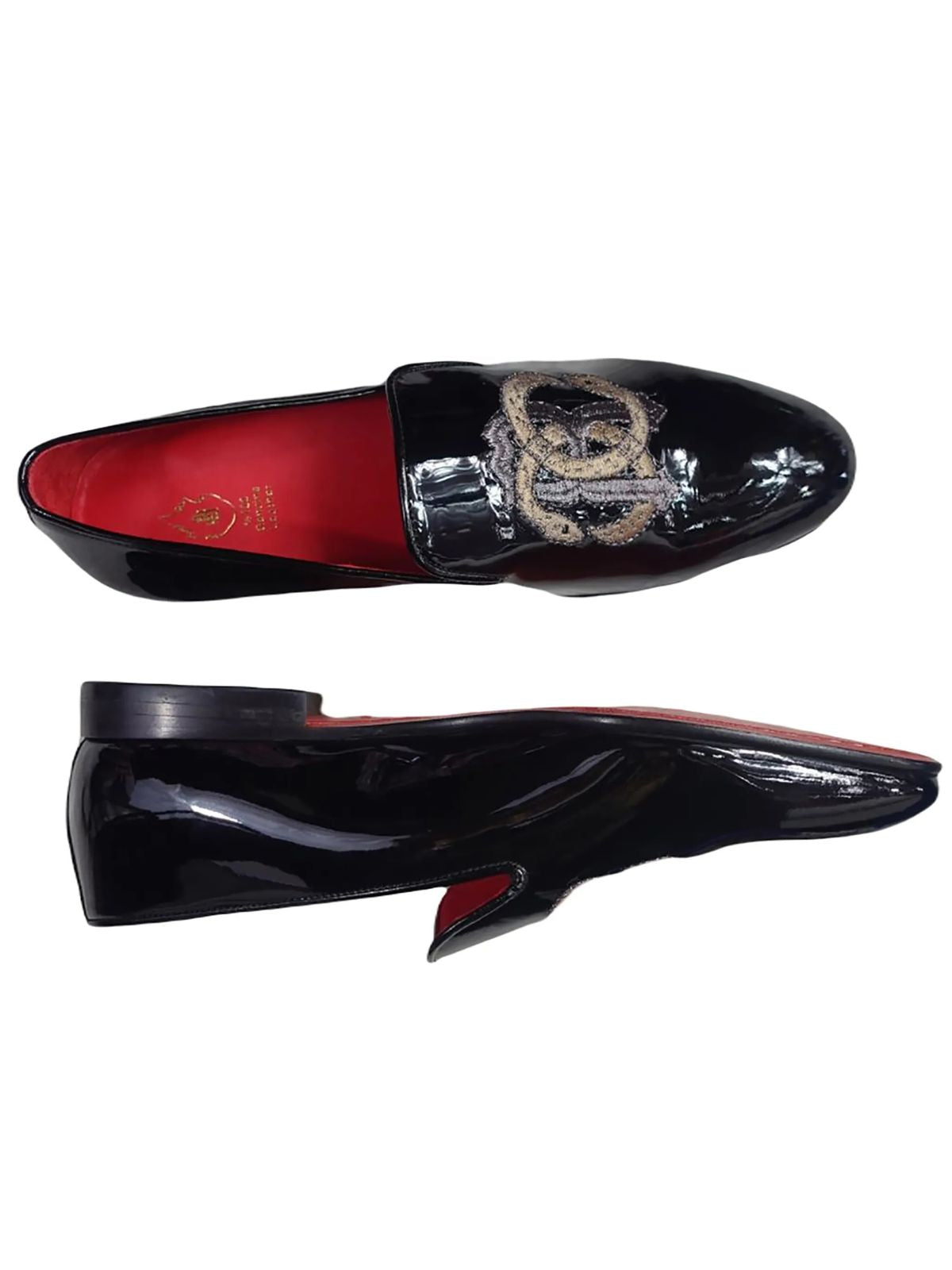 JB Designs Shiny White Leather Shoes with Embroidery