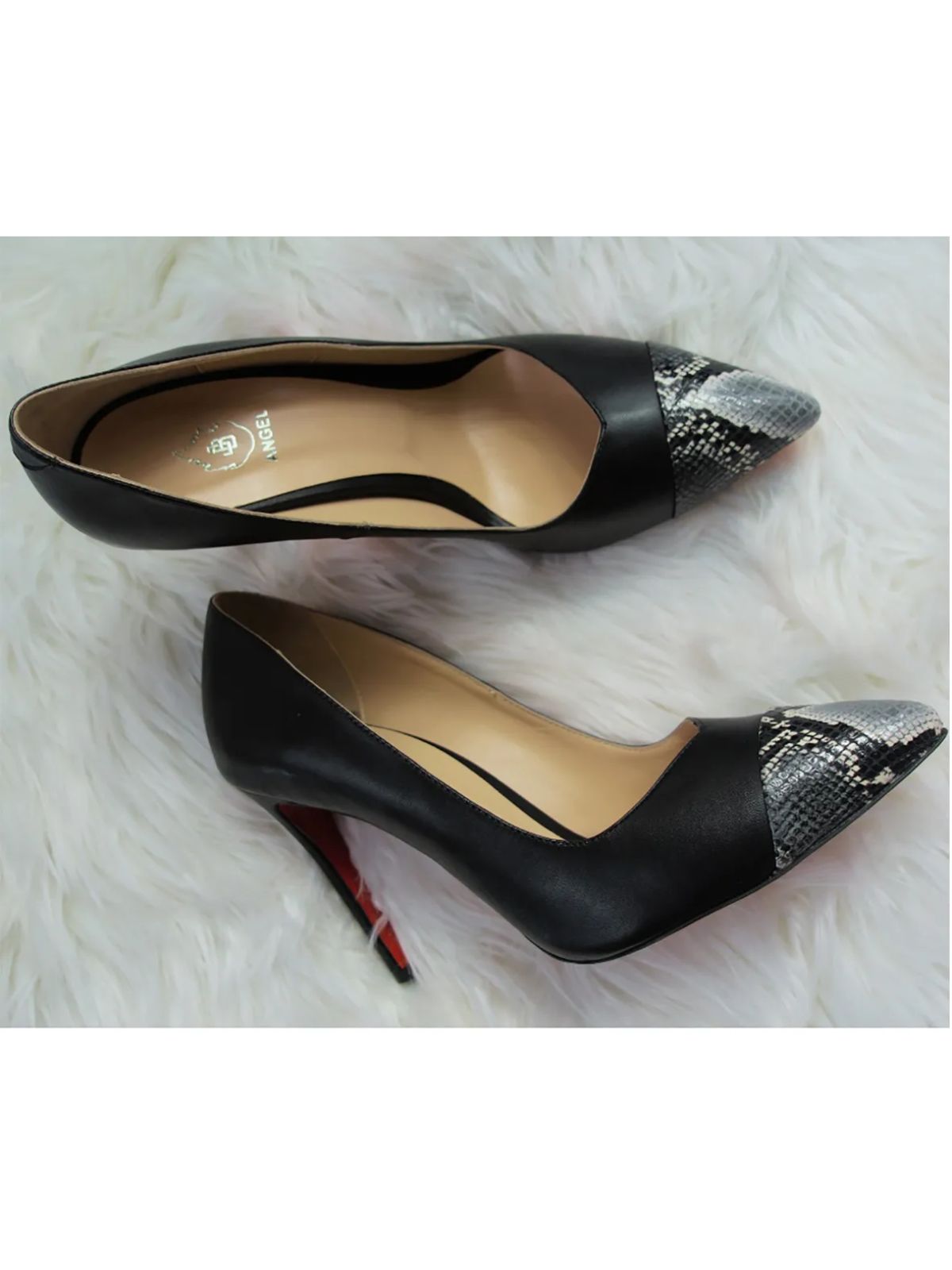 JB Designs Solid Color with Snakeskin Pointy 4inch High Heels