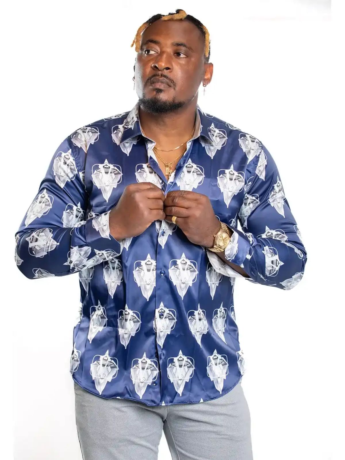 JB Designs Space Shuttle Patterned Silk Shirt