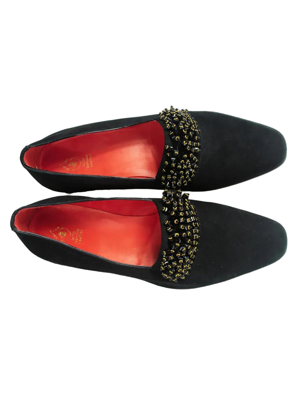 JB Designs Suede Leather Shoe with Black and Gold Beads