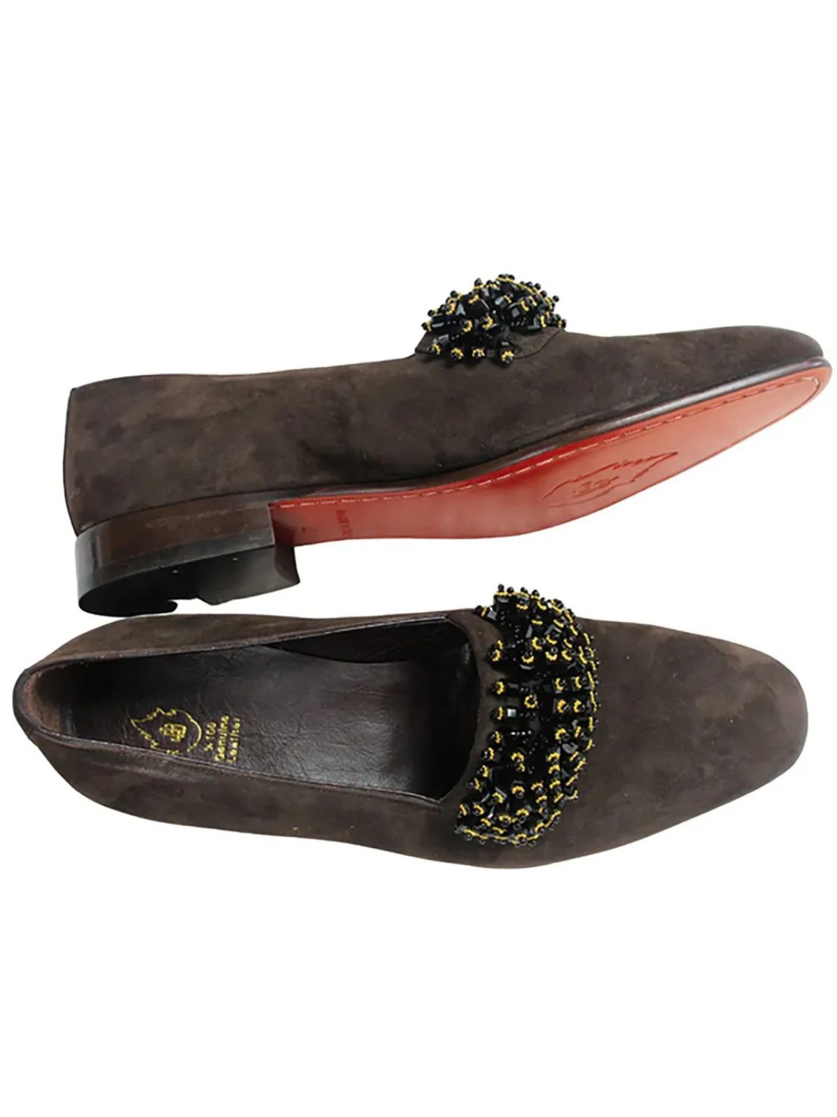JB Designs Suede Leather Shoe with Black and Gold Beads