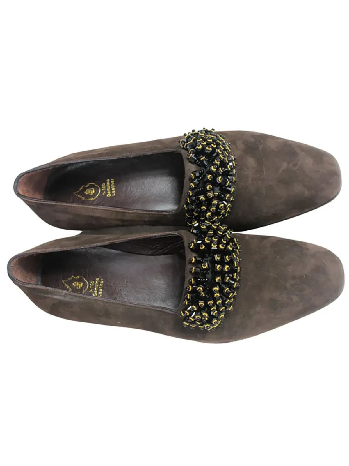 JB Designs Suede Leather Shoe with Black and Gold Beads