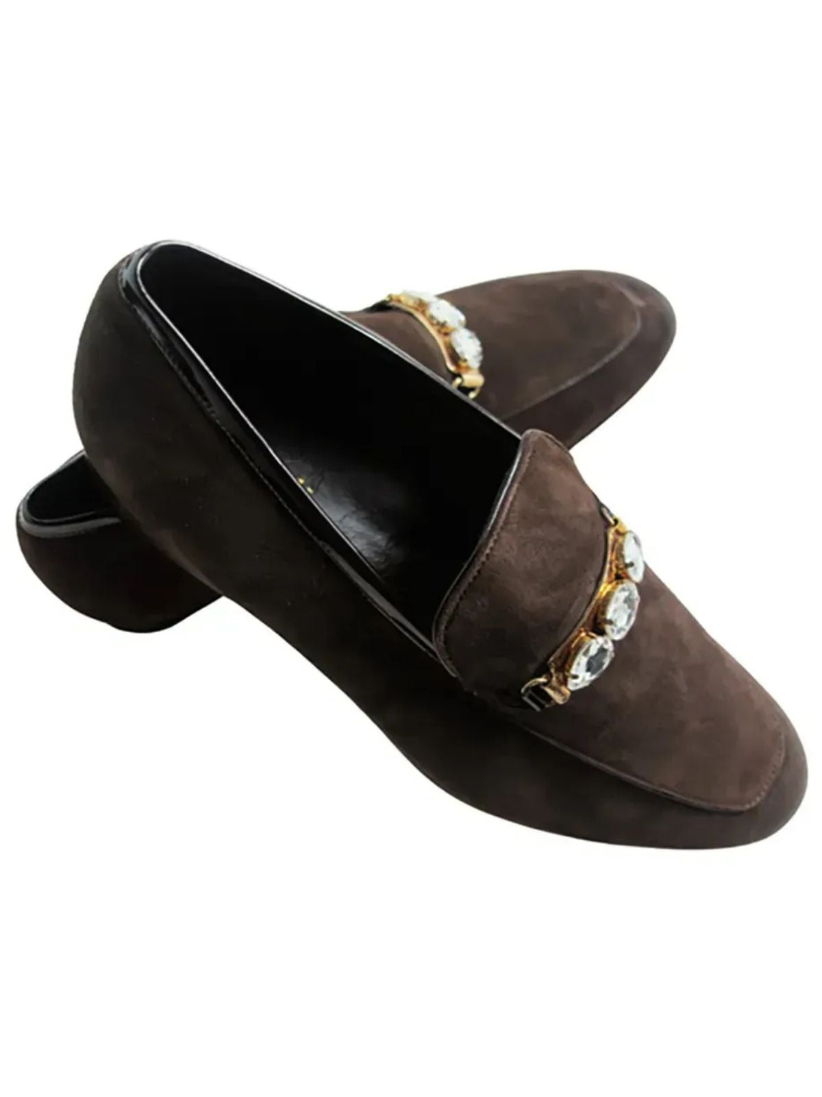 JB Designs Suede Shoe with Gold Metal and Crystals