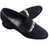 JB Designs Suede Shoe with Gold Metal and Crystals