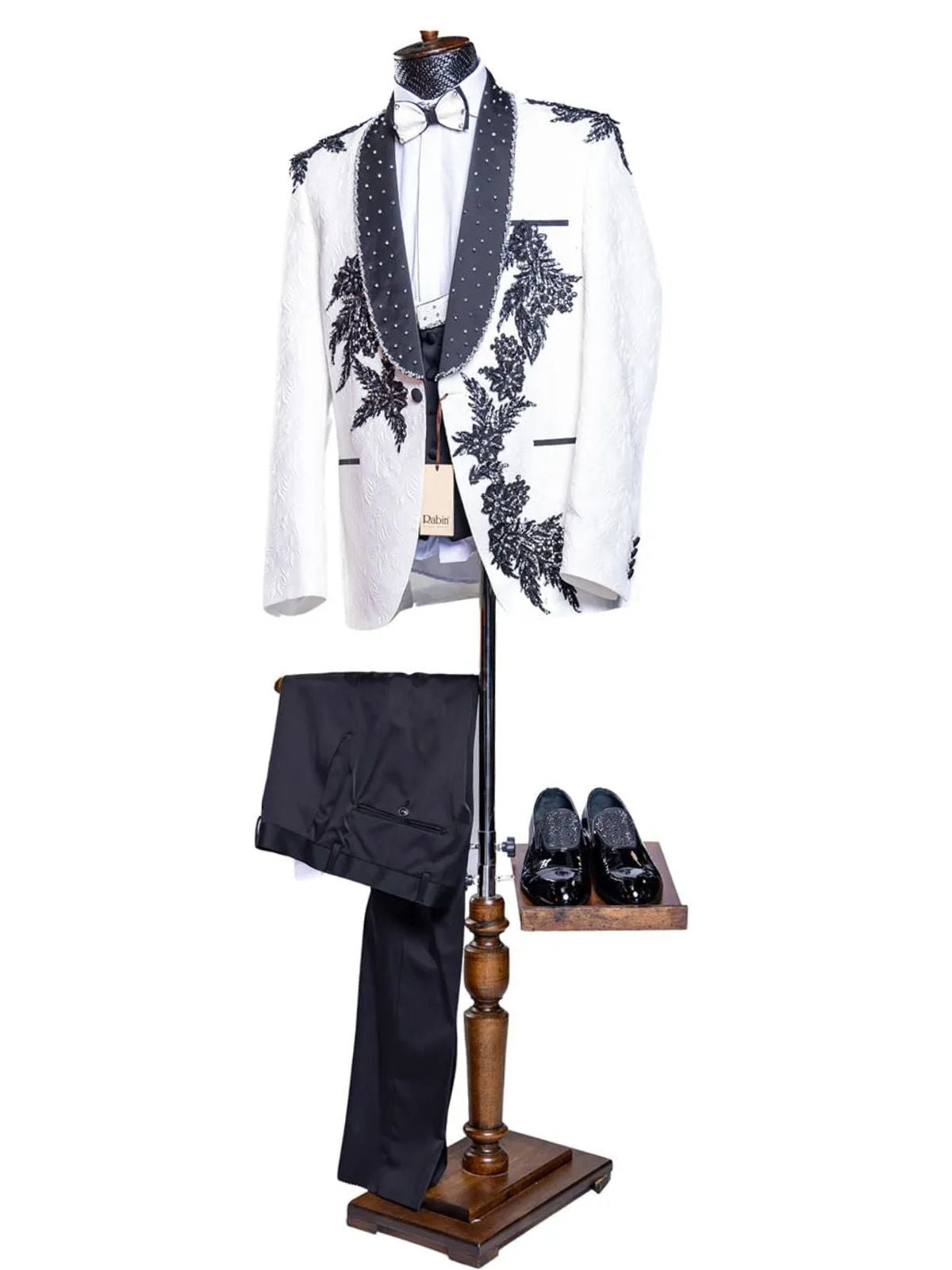 JB Men’s 3pc Slim Fit Stylish Beaded Designs Wedding Suit