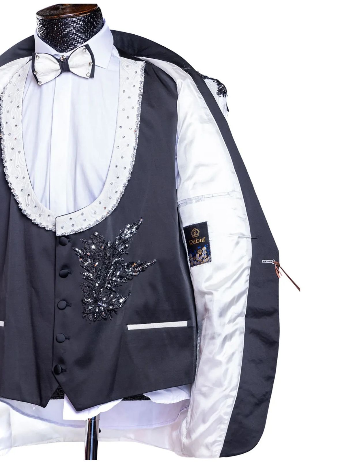 JB Men’s 3pc Slim Fit Stylish Beaded Designs Wedding Suit