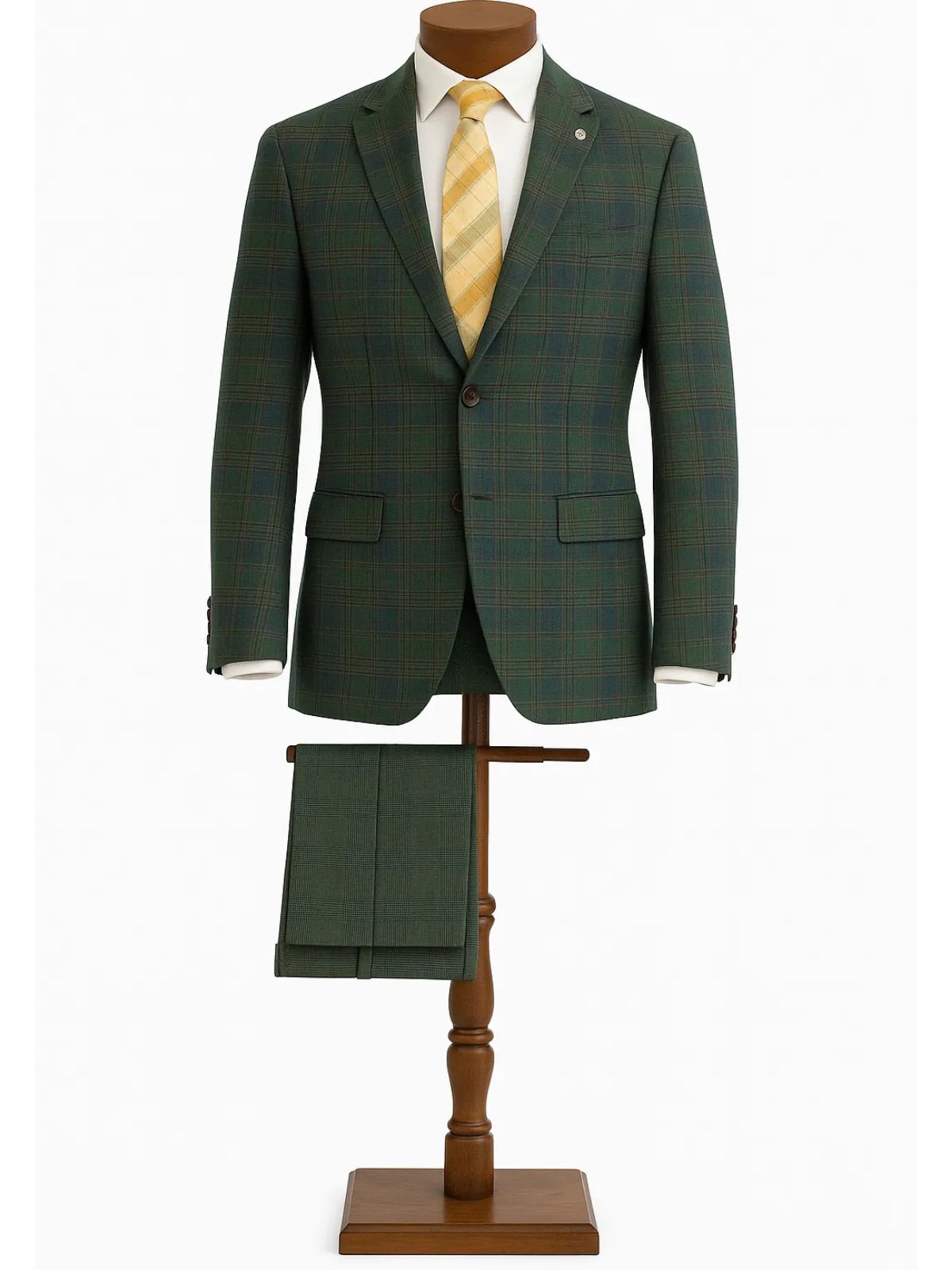 JB Olive Green and Black Plaid 3pc Suit Set