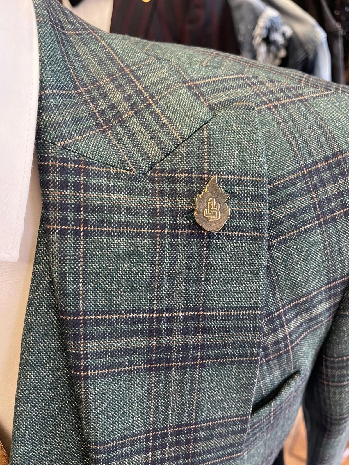 JB Olive Green and Black Plaid 3pc Suit Set