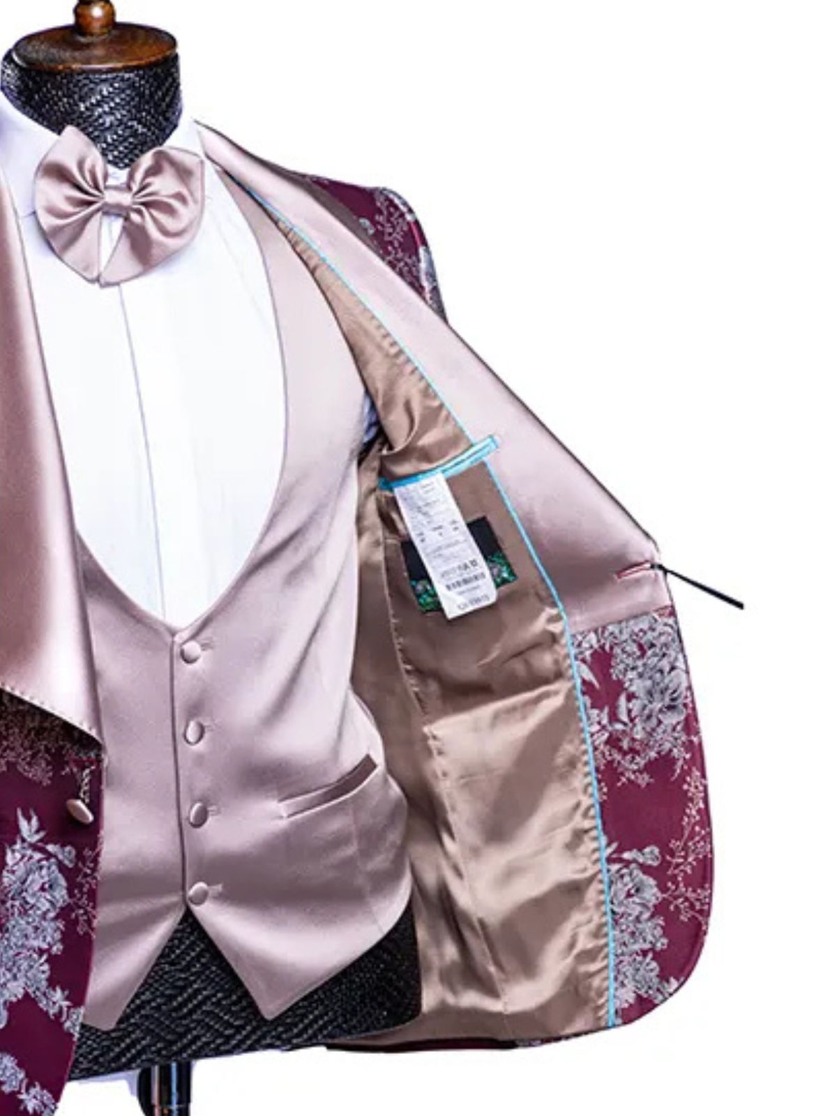 JB Quesste Men’s 3pc Jackquard Shawl Neck Blazer Slim Fit Suit Set