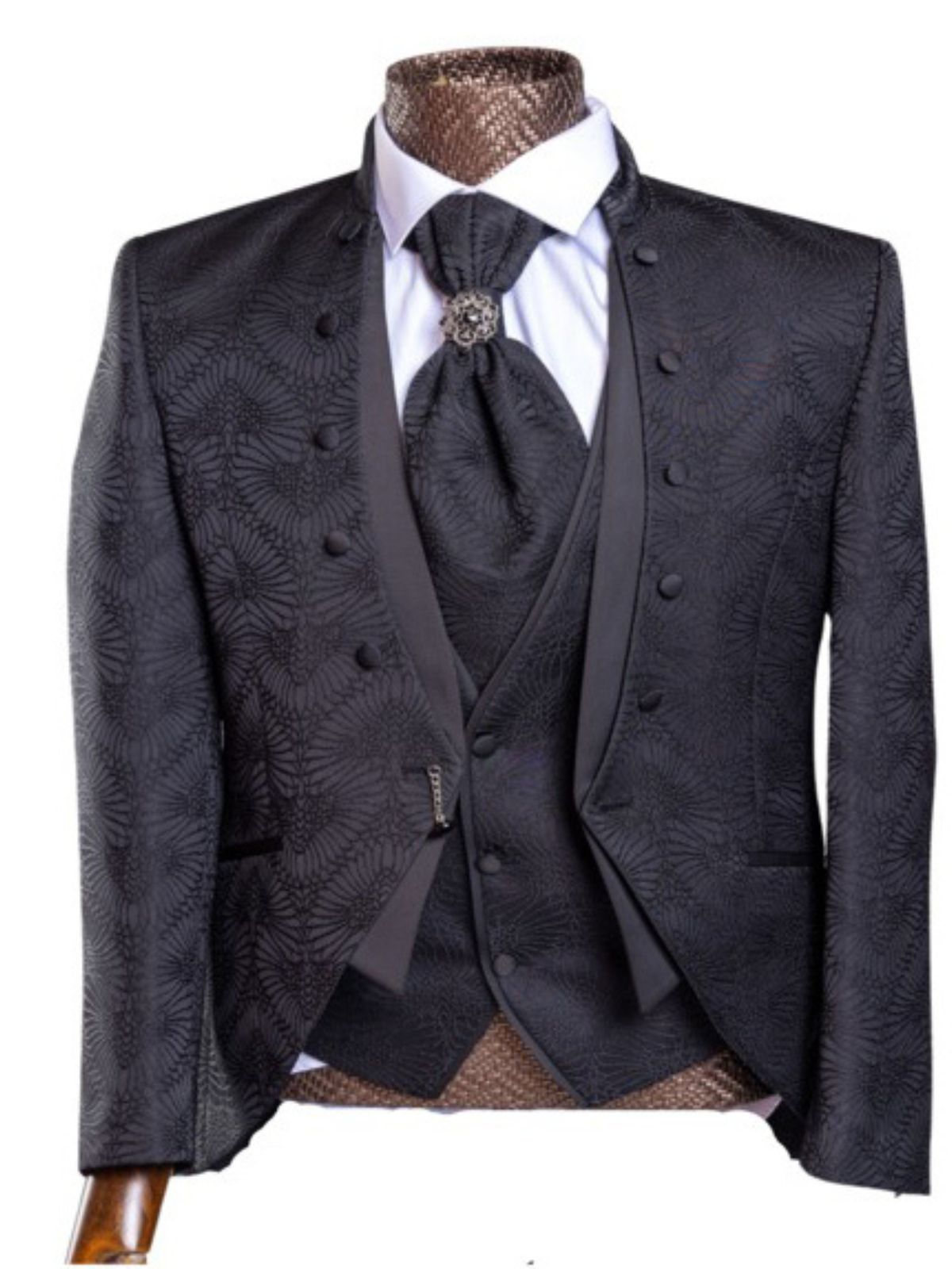 JB Quesste Men’s 3pc Johdpuri Slim Fit, Floral Blazer Suit Set