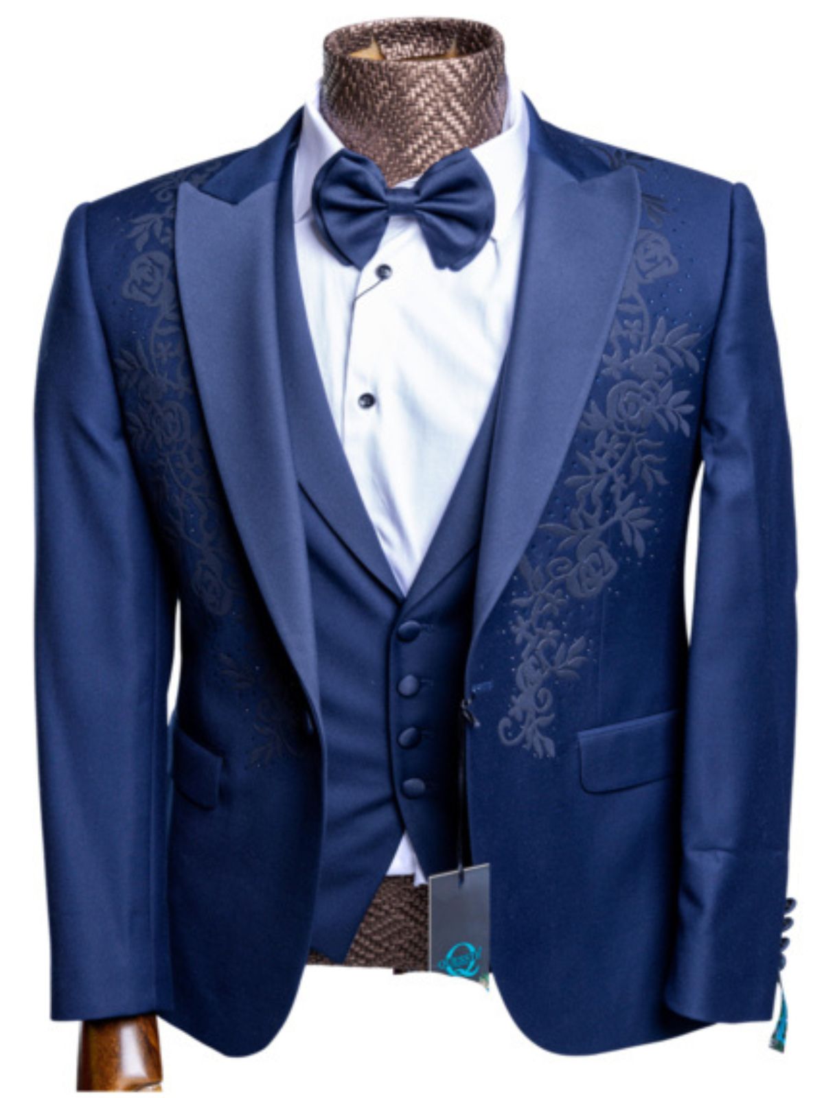 JB Quesste Men’s 3pc Slim Fit Suit Set with Blazer Embroidery