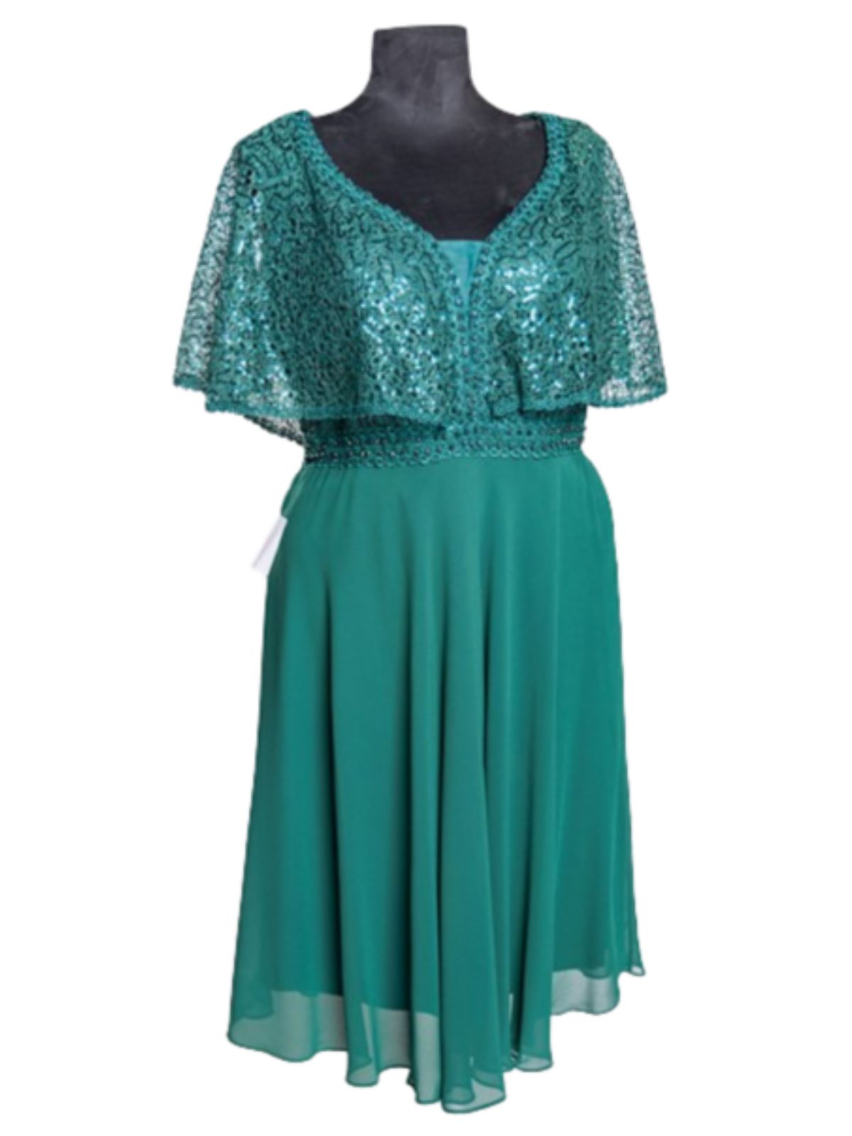 Luxso Party Knee Length Flowing Dress with Shawl Sleeves