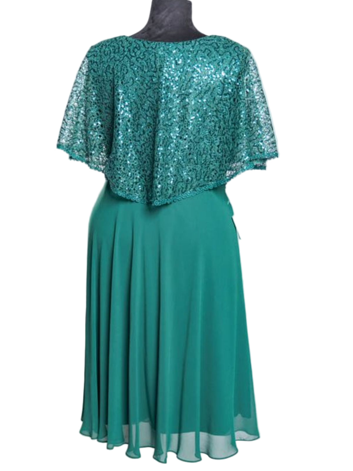 Luxso Party Knee Length Flowing Dress with Shawl Sleeves