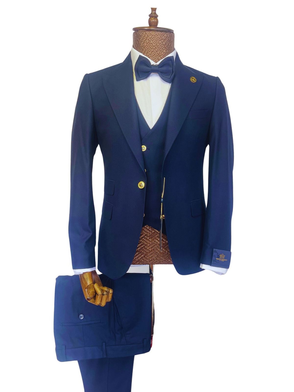 Marco Lorenzo Men’s 3pc Slim Fit Suit(gold) With Double Breasted Vest