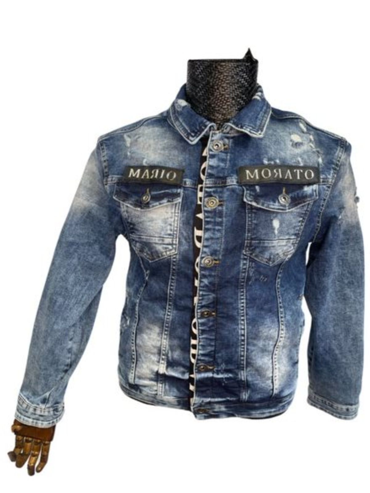 Men’s Blue Denim Jacket Long-sleeved Button-down Style