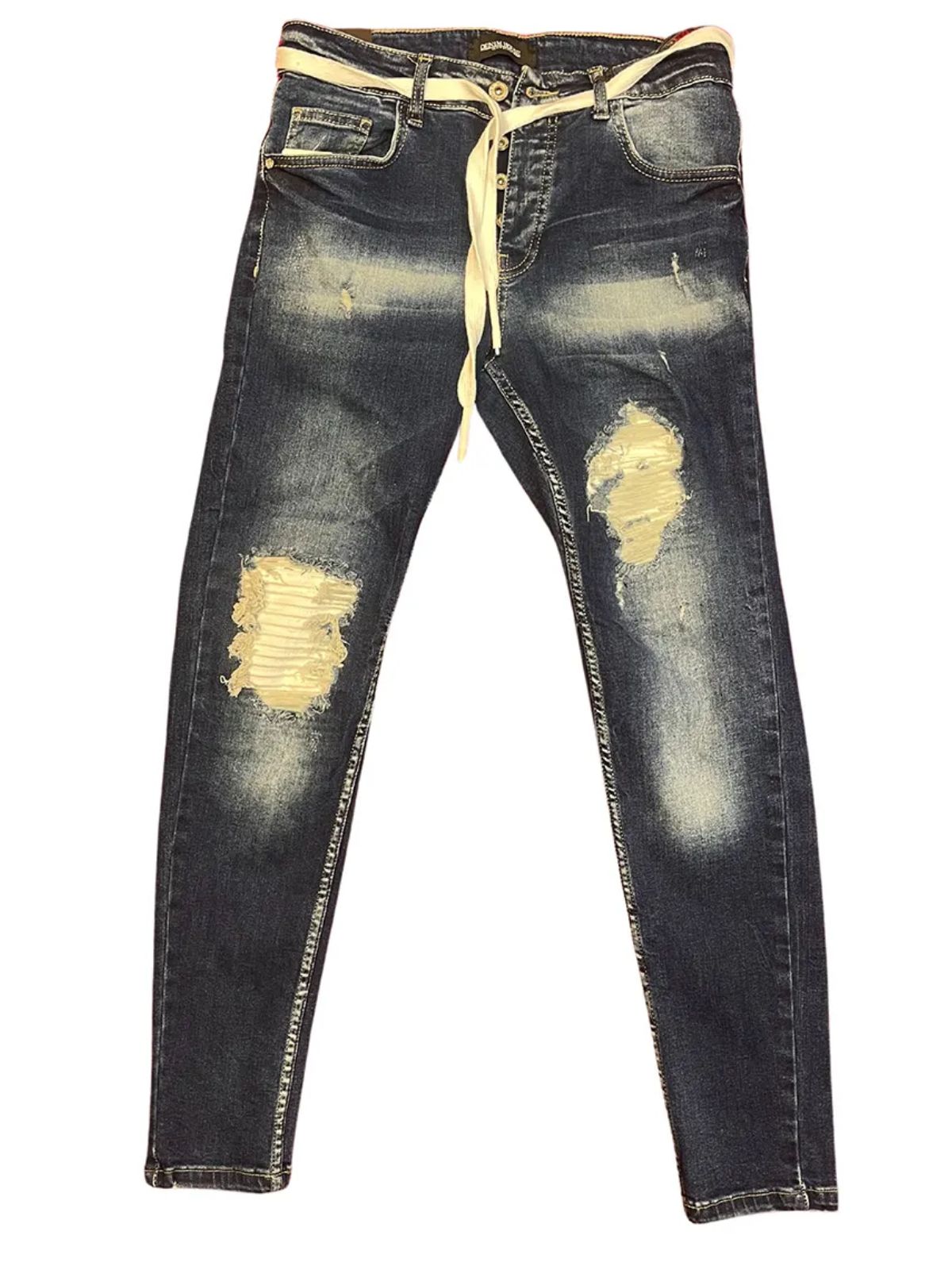 Men’s Faded and Ripped Skinny Fit Jeans Pants