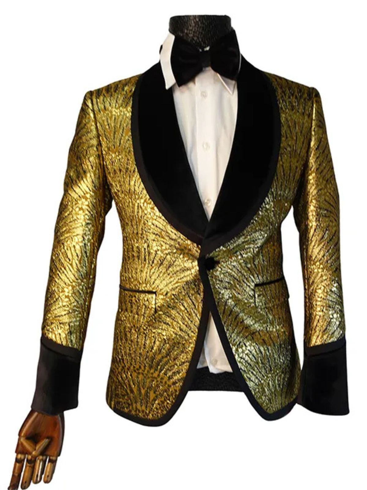 QUESSTE Men’s Golden 2 Piece Slim Fit, Single Breasted Suit