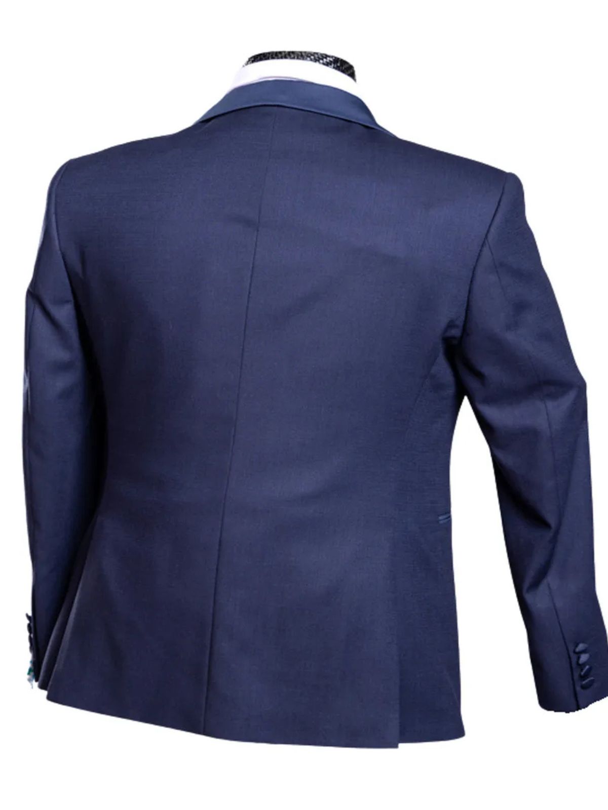 Quesste Men’s 3pcs Navy Blue Fine Grain Textured Slim Fit Suit Set