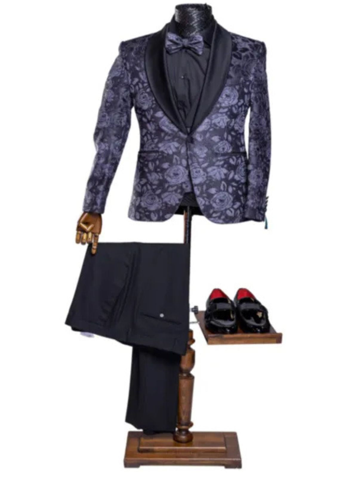 Quesste Men’s Floral 4pc Slim Fit Suit Set