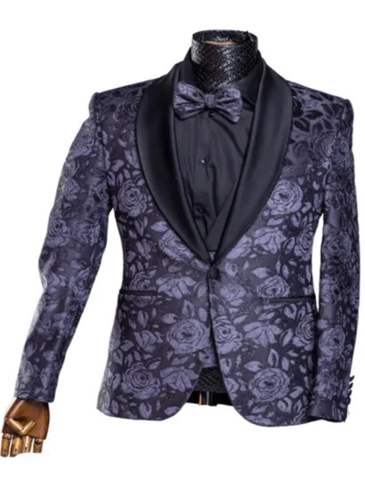 Quesste Men’s Floral 4pc Slim Fit Suit Set