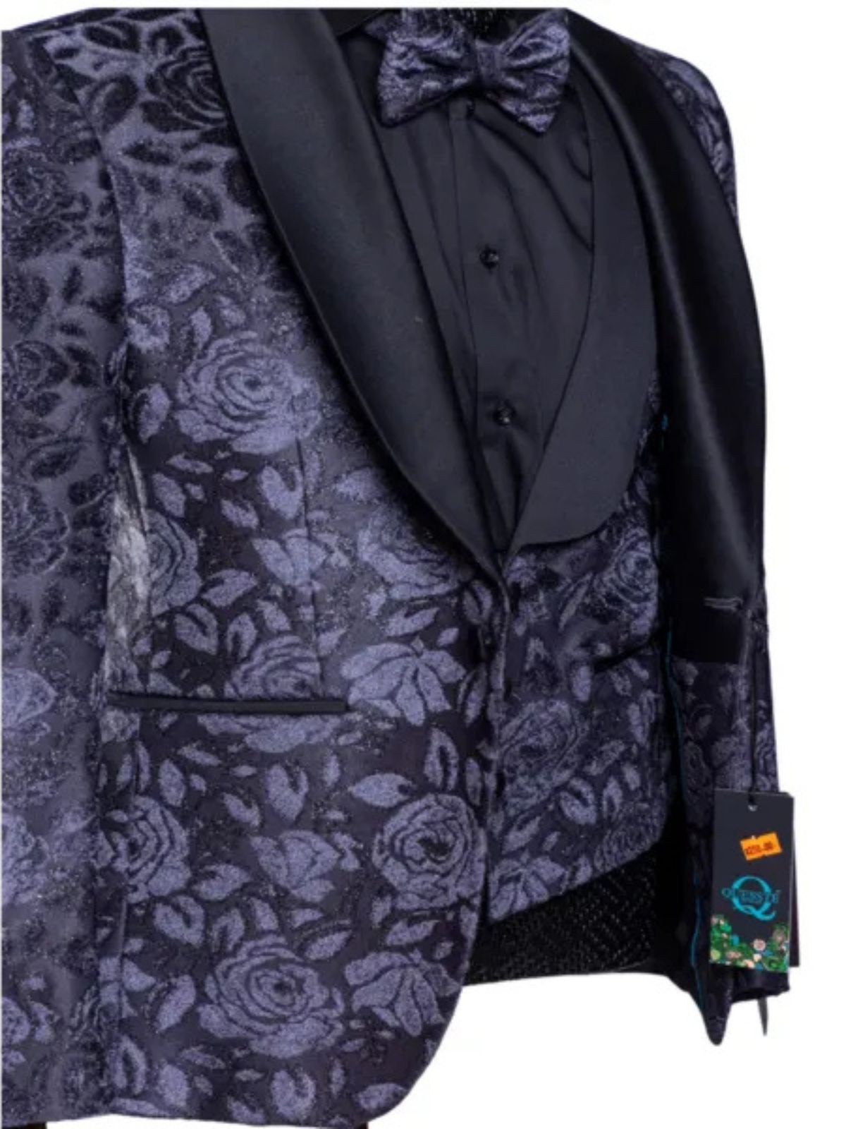 Quesste Men’s Floral 4pc Slim Fit Suit Set