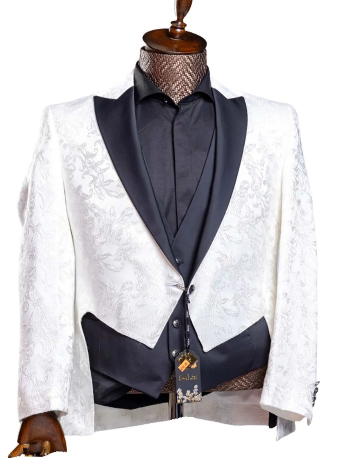 Rabin 3pc Ivory Creamy Colored Suit Set with Tailed Blazer