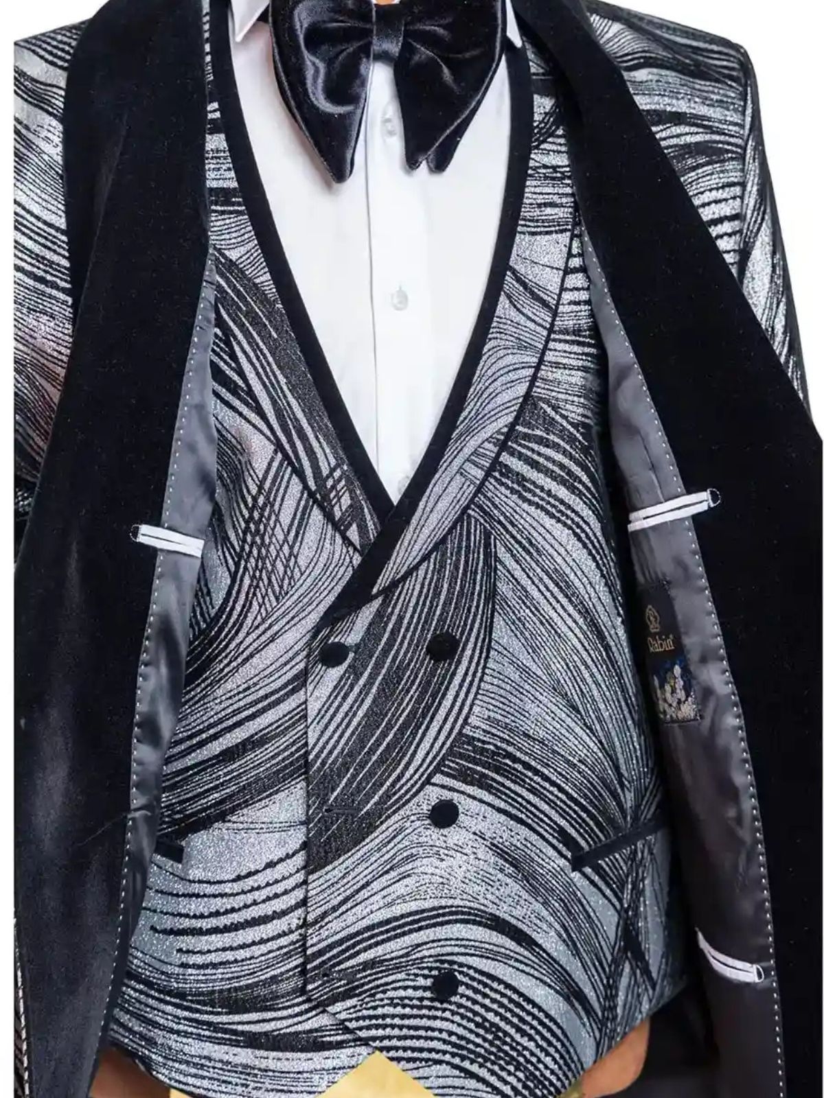 Rabin Brushed Pattern Black and White 3pc Suit Set