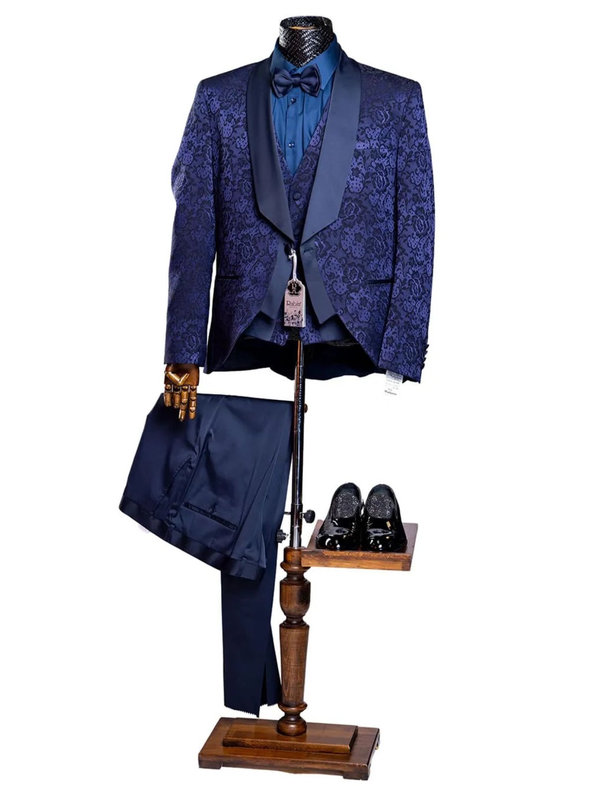 Rabin Men’s 3pc Slim Fit Flowery Pattern Blazer Suit Set
