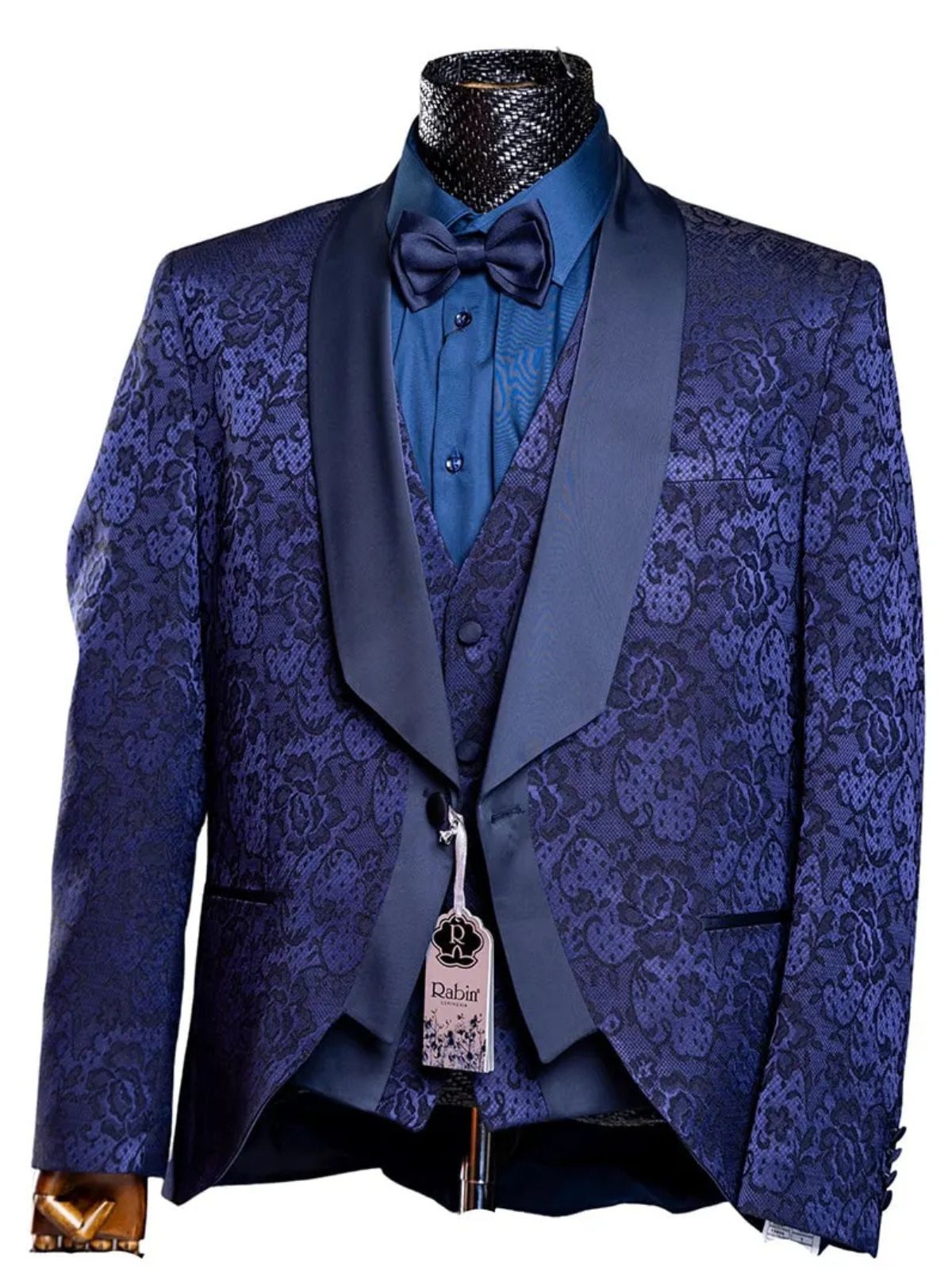 Rabin Men’s 3pc Slim Fit Flowery Pattern Blazer Suit Set