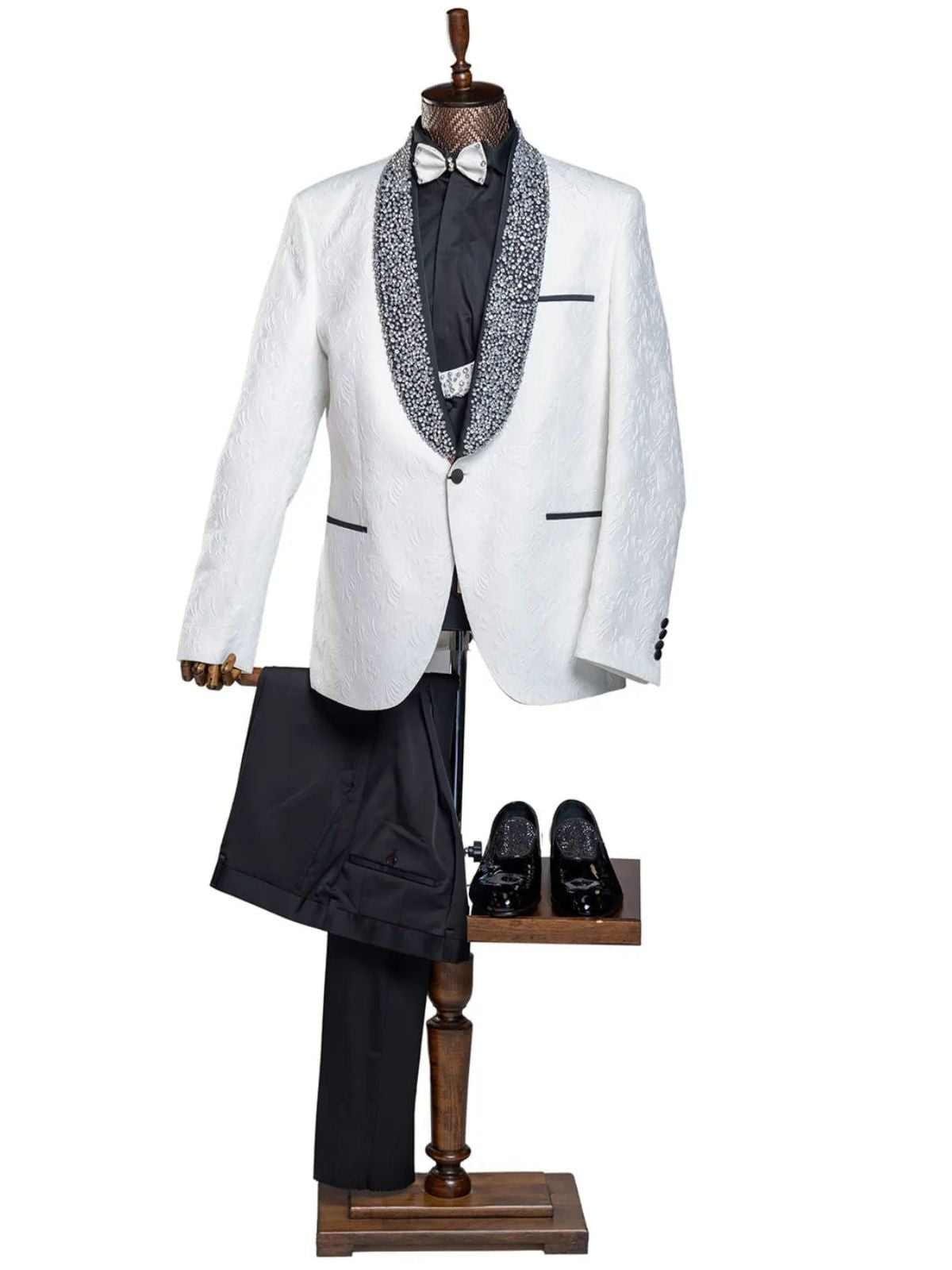 Rabin Men’s 3pc Slim Fit Stylish Beaded Collar Wedding Suit