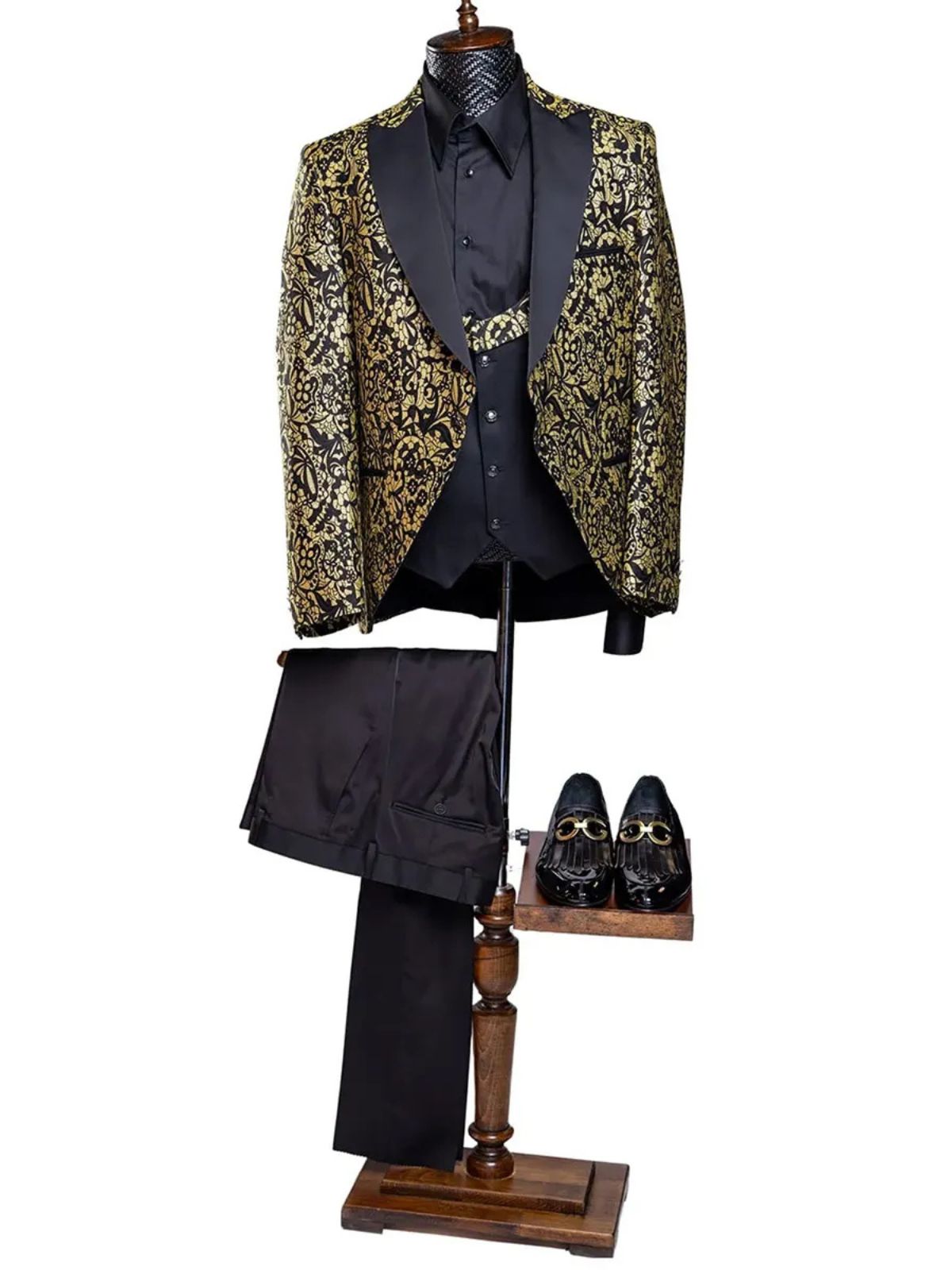 Rabin Men’s 3pc Slim Fit Stylish Flowery Patterned Blazer Suit Set