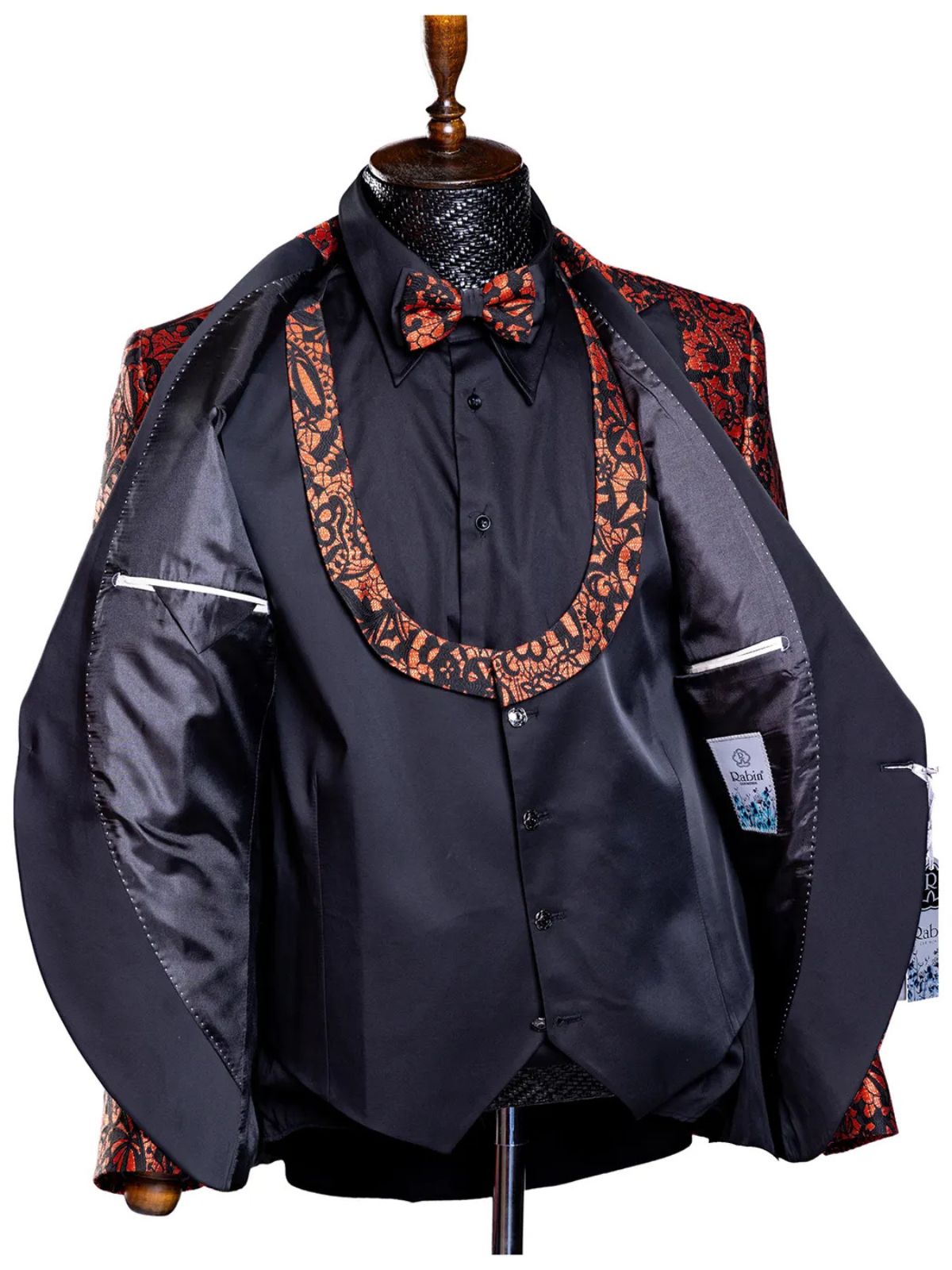 Rabin Men’s 3pc Slim Fit Stylish Flowery Patterned Blazer Suit Set