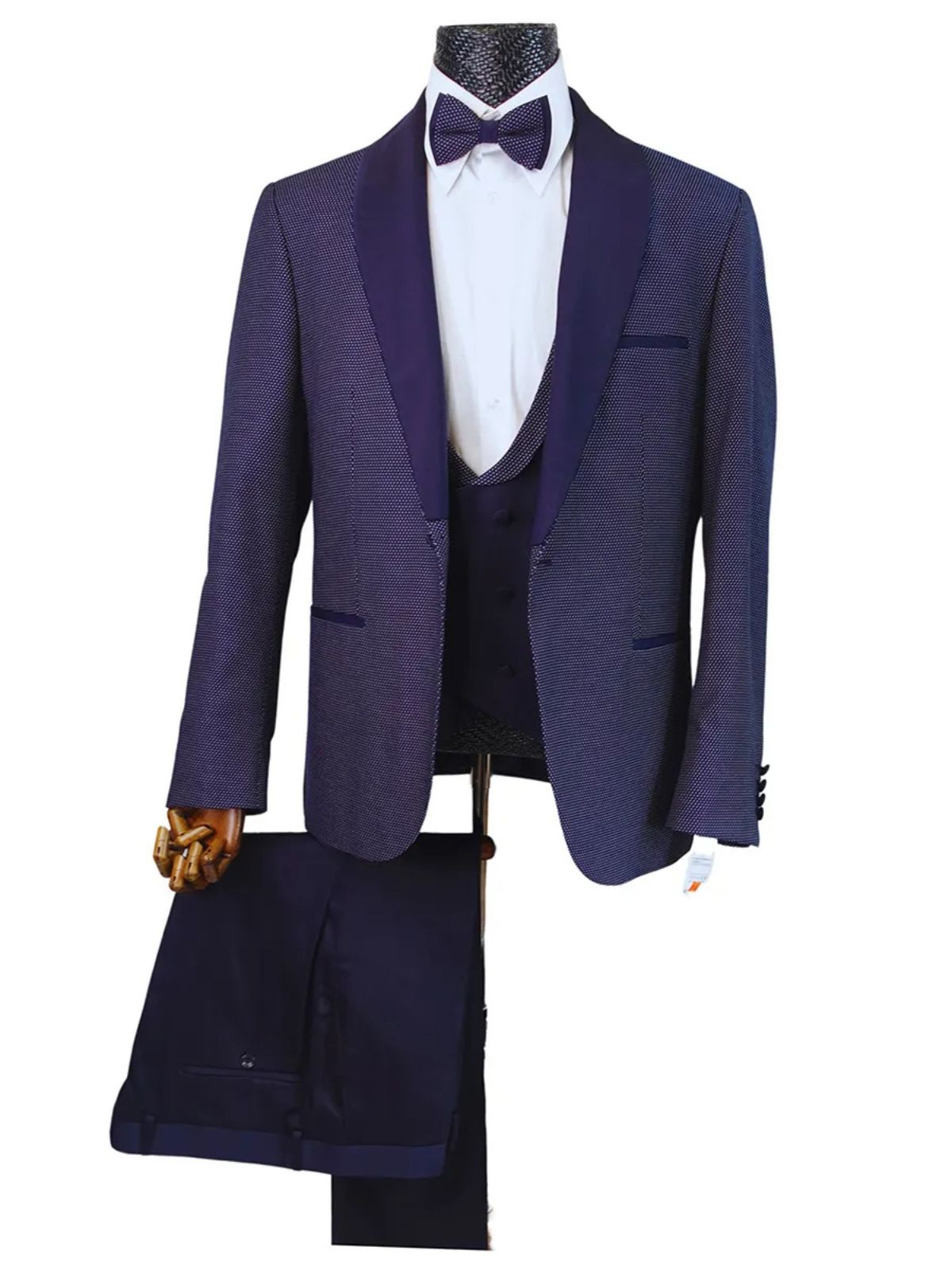 Rabin Men’s 3pcs Slim Fit Mini Checkered Blazer