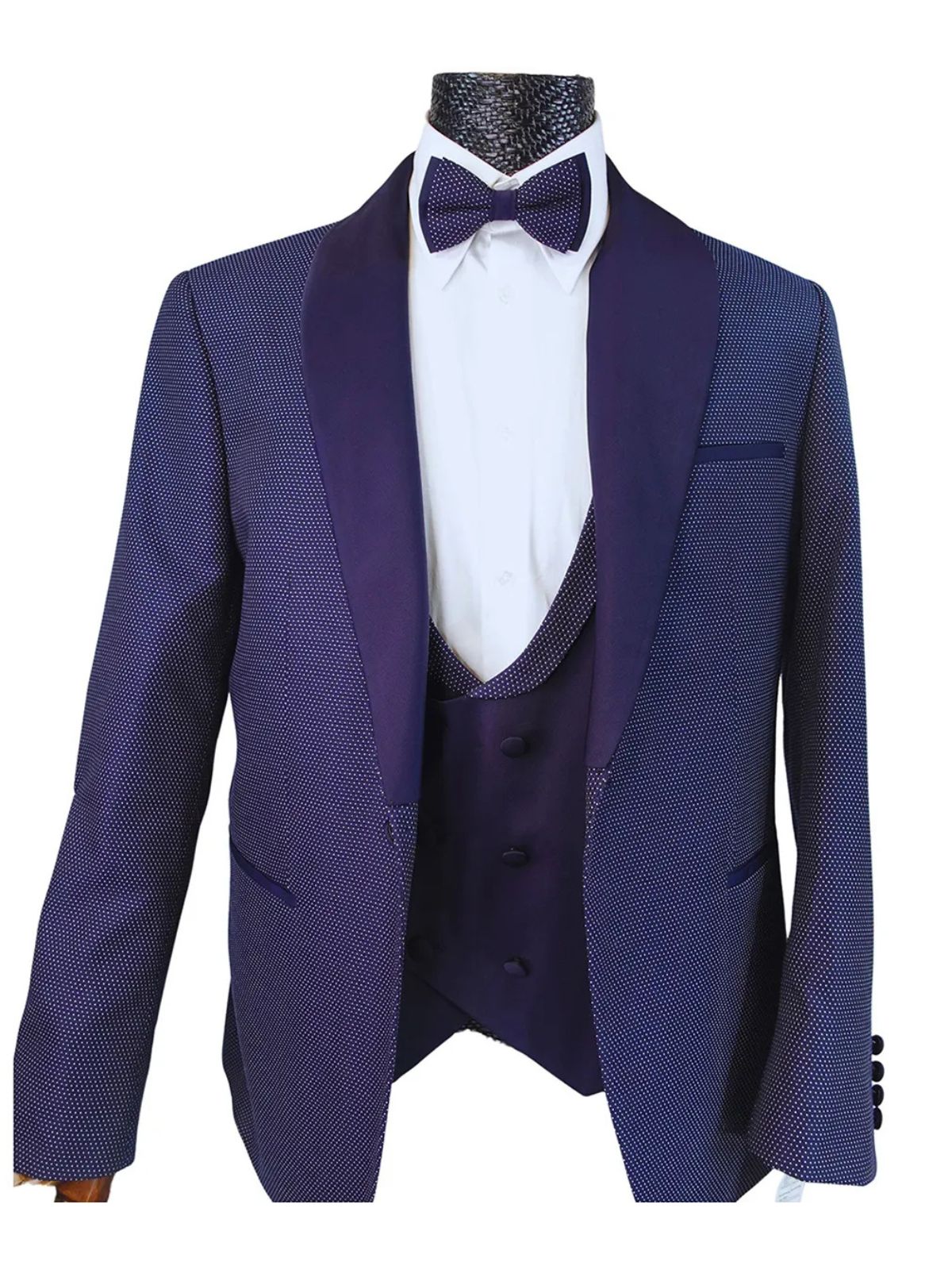 Rabin Men’s 3pcs Slim Fit Mini Checkered Blazer