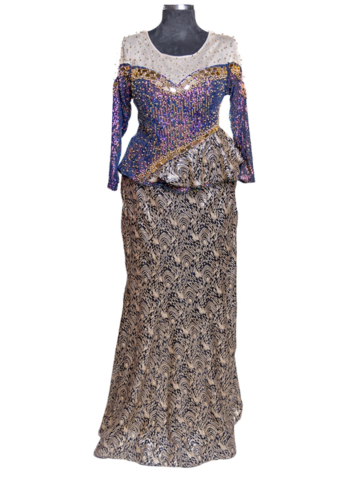 Royal Purple and Gold Sequin Party Anniversary Dress
