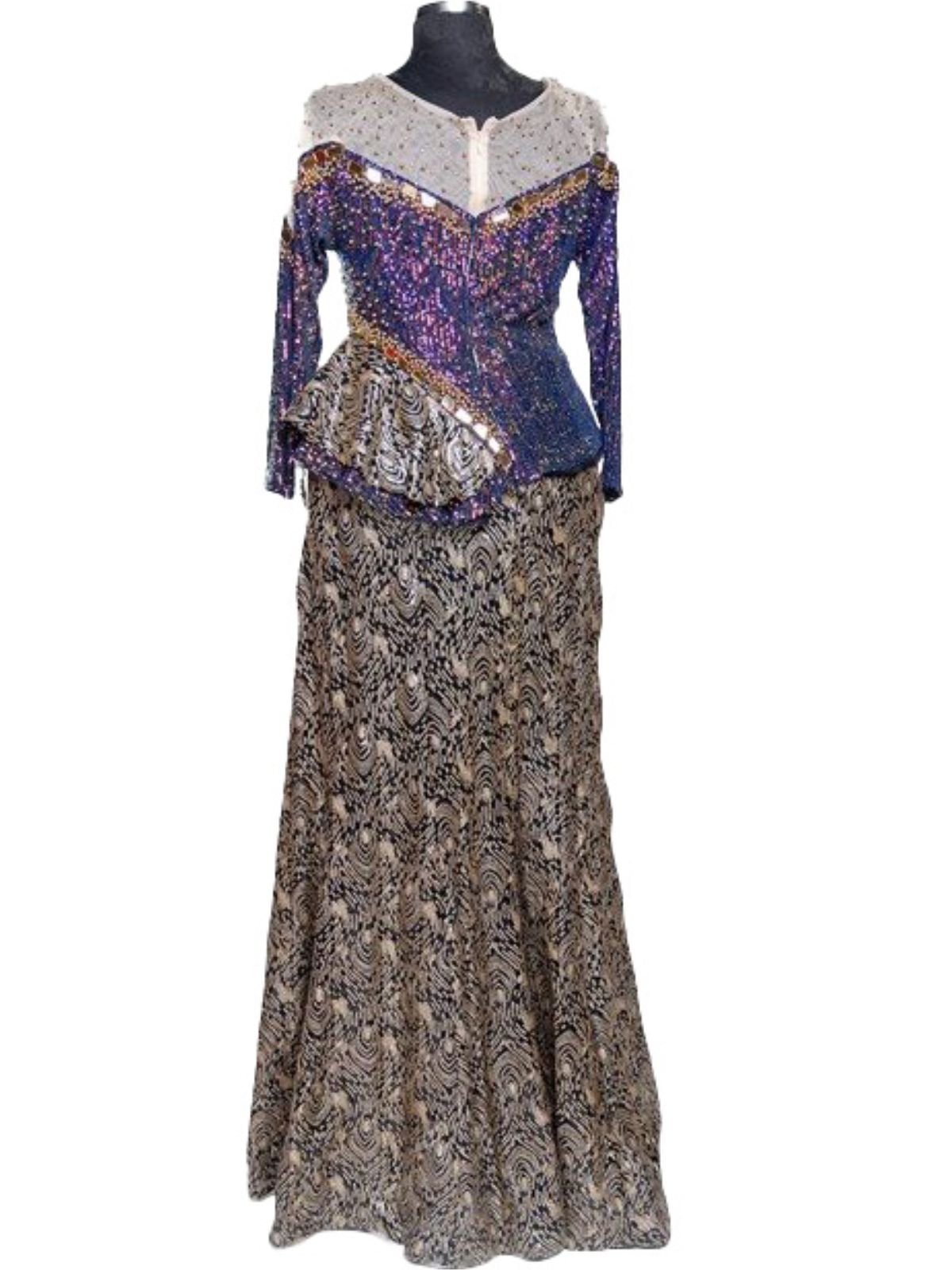 Royal Purple and Gold Sequin Party Anniversary Dress