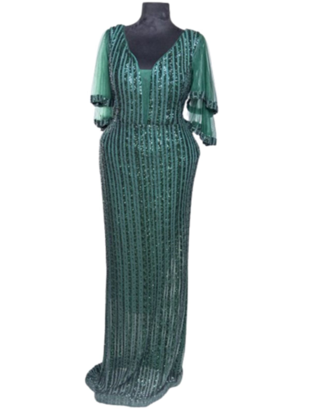 Sequenced Sequin Party Dress with Layered Sleeves