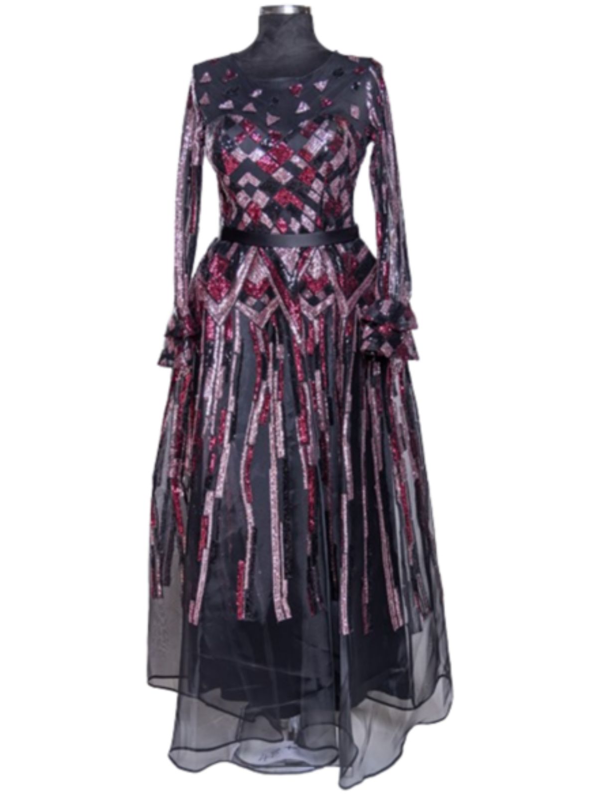 Sequin Ball Gown Long Sleeve Party Dress