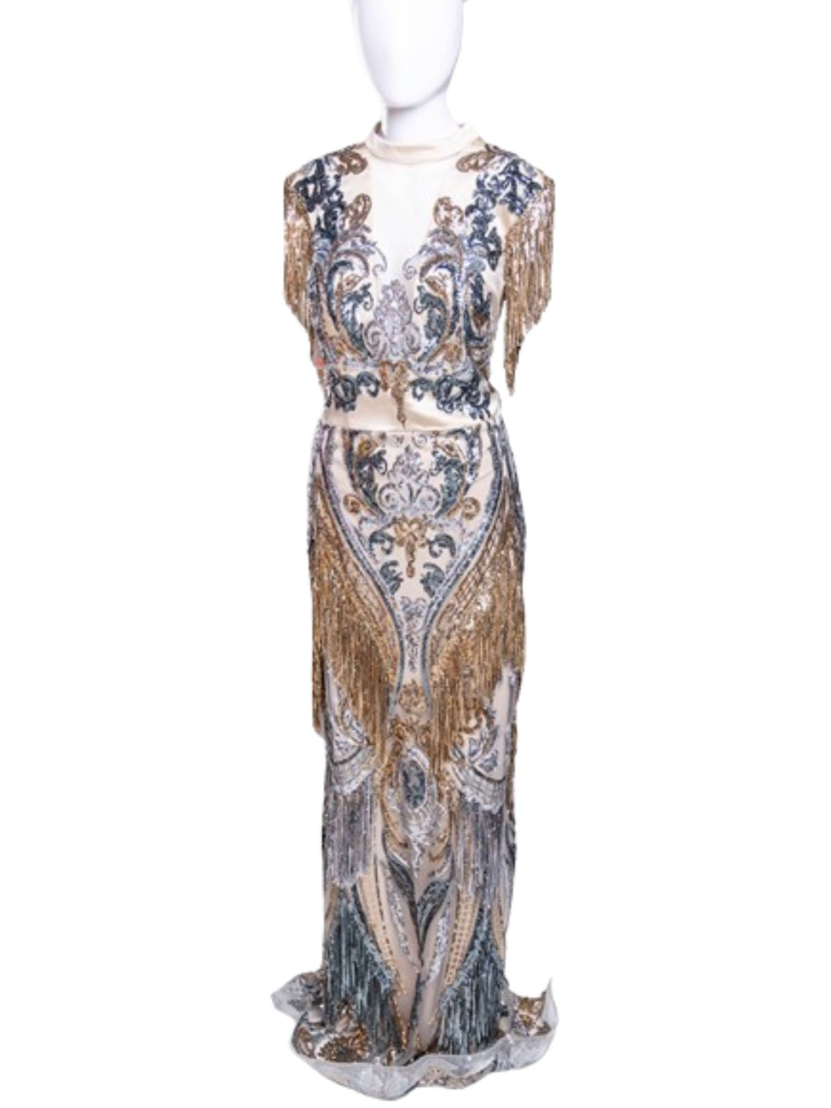 Sequin Fitted Sleeveless Party Anniversary Dress with Drapes