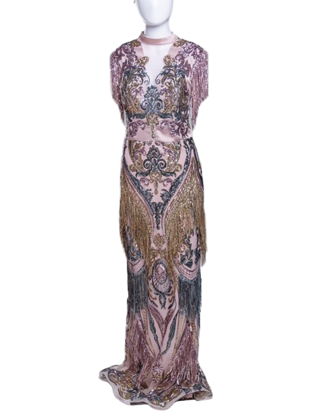 Sequin Fitted Sleeveless Party Anniversary Dress with Drapes