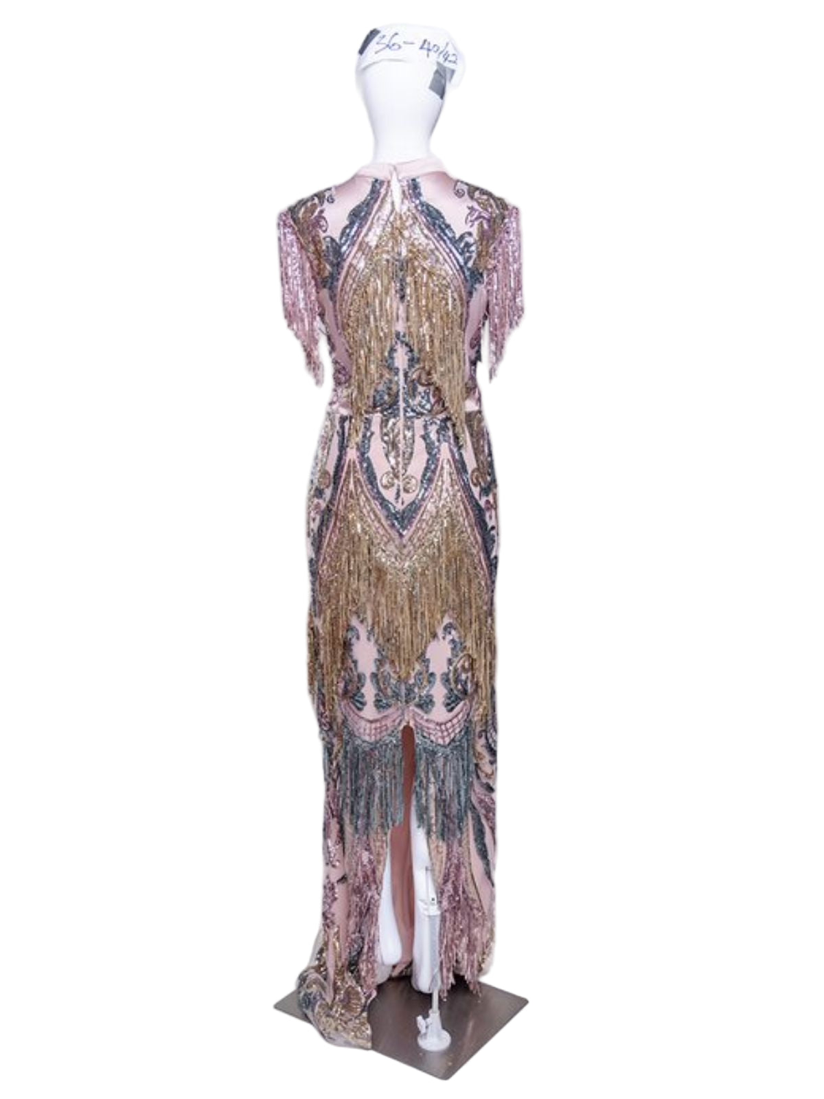 Sequin Fitted Sleeveless Party Anniversary Dress with Drapes