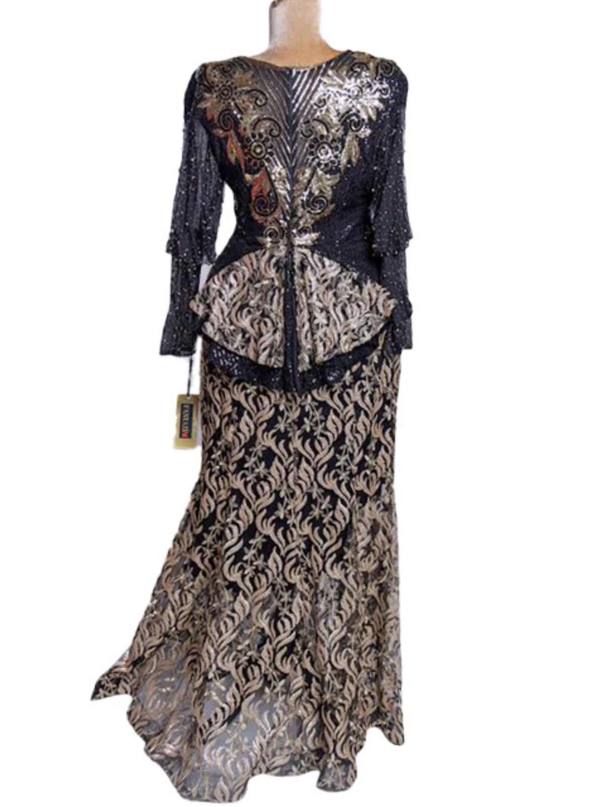 Sequin Floor Length Party Anniversary Dress with Peplum