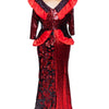 Sequin Floor Length Peplum Long Sleeve Dress